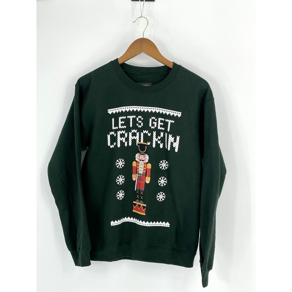 NWT Samegang Small Lets Get Crackin‎ Christmas Sweatshirt Green